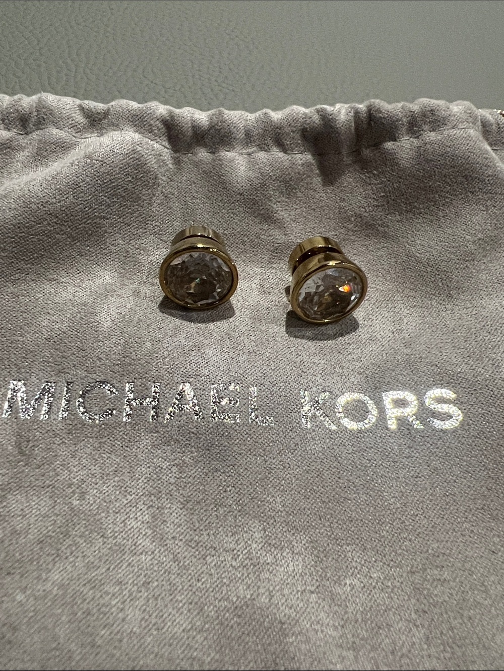 Michael Kors gold crystal stud earrings